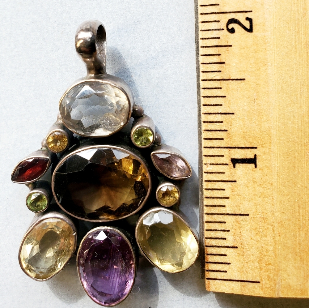 Statement semi precious stone and sterling pendant